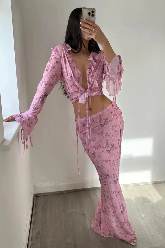 Rosé Drift – Bohemian Skirt & Top